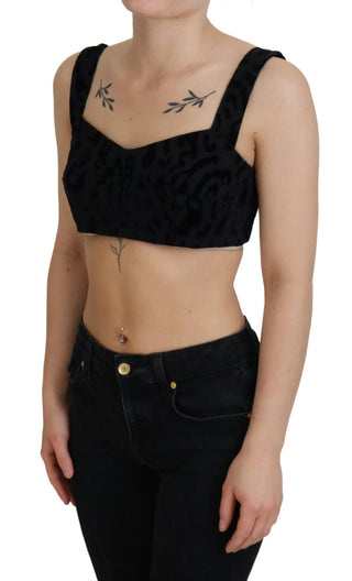 Schwarzer Leopard Crop Bustier Korsett BH-Oberteil