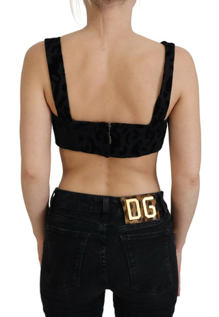 Schwarzer Leopard Crop Bustier Korsett BH-Oberteil