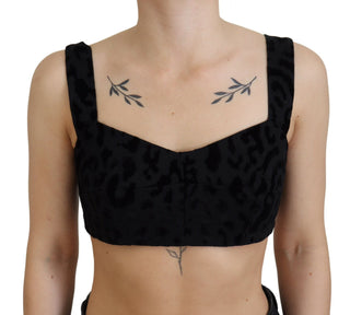 Schwarzer Leopard Crop Bustier Korsett BH-Oberteil