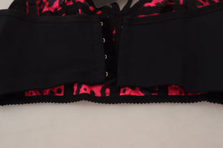 Pinkes bauchfreies Bustier-Korsett-Oberteil mit Leopardenmuster