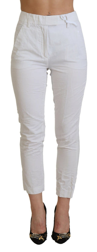Weiße High-Waist Tapered Damenhose