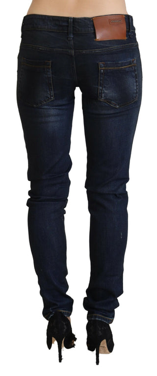 Blaue Low Waist Slim Fit Damen Jeans