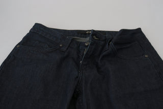 Dunkelblaue Low-Waist Straight-Fit Damenjeans