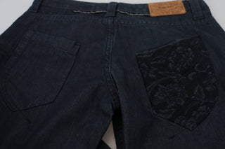 Dunkelblaue Low-Waist Straight-Fit Damenjeans