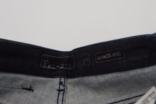 Jeans de mezclilla de algodón azul lavado de tiro bajo y ajuste slim