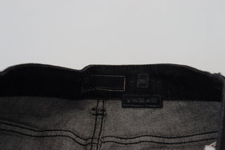 Schwarze Hüftjeans aus schmal geschnittenem Baumwolldenim