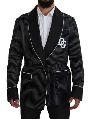 Schwarzer Robe gestreifte DG Patch Jacke Herren Blazer