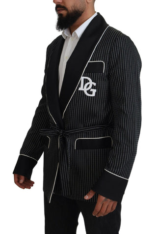 Schwarzer Robe gestreifte DG Patch Jacke Herren Blazer