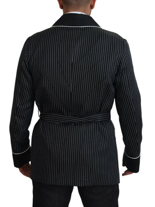 Schwarzer Robe gestreifte DG Patch Jacke Herren Blazer