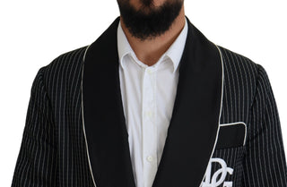Schwarzer Robe gestreifte DG Patch Jacke Herren Blazer