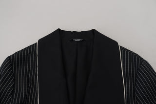 Schwarzer Robe gestreifte DG Patch Jacke Herren Blazer
