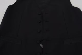 Dark Gray Virgin Wool Waistcoat Formal Vest