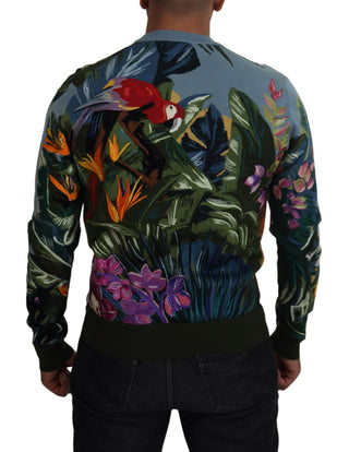 Mehrfarbiger Dschungel-Wollpullover mit Logo