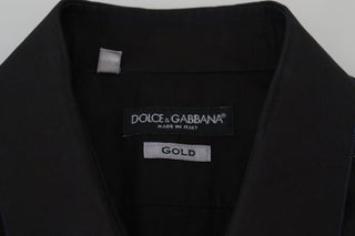 Camisa negra de algodón con cuello y mangas largas GOLD