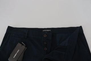 Blue Cotton Dress Formal Men Pants