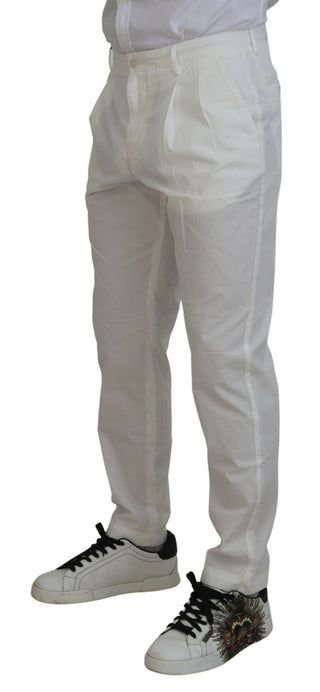 Pantalones chinos ajustados de algodón blanco