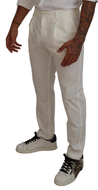 Pantalones chinos ajustados de algodón blanco