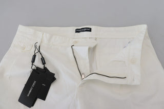 Pantalones chinos ajustados de algodón blanco