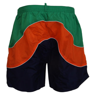 Multicolor Logo Print Men Beachwear Swimwear Short