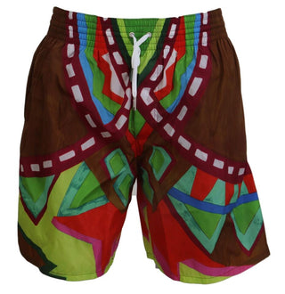Pantalones cortos de playa para hombre con estampado multicolor