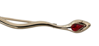 Broche de serpiente con cristales y latón plateado