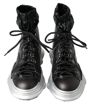 Black Nylon Galileo High Top Sneakers Shoes