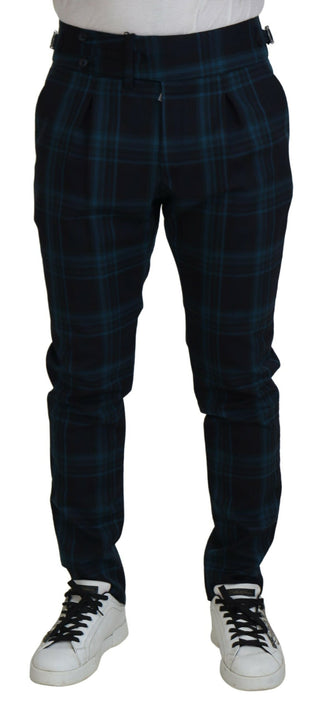 Pantalones de lana a cuadros azul púrpura