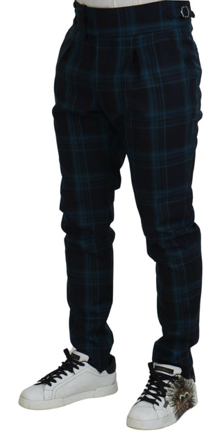 Pantalones de lana a cuadros azul púrpura