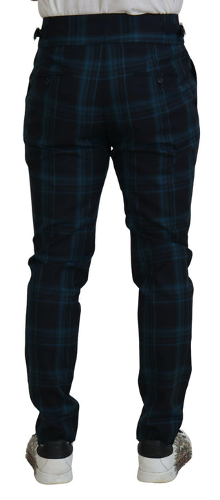 Pantalones de lana a cuadros azul púrpura