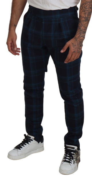 Pantalones de lana a cuadros azul púrpura