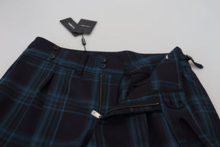 Pantalones de lana a cuadros azul púrpura