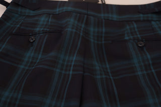 Pantalones de lana a cuadros azul púrpura