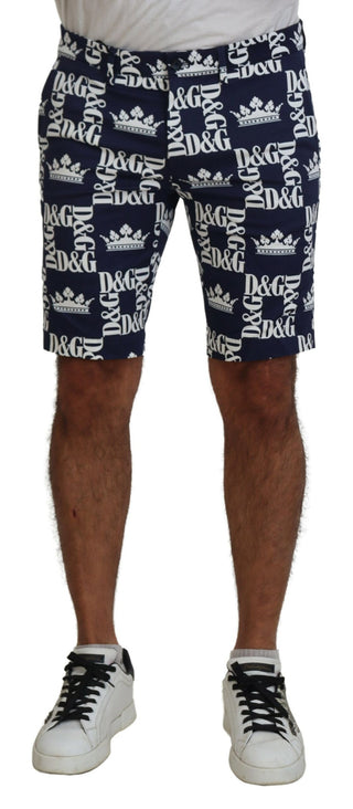 Shorts chinos de algodón con estampado de logo azul