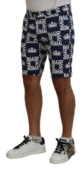 Shorts chinos de algodón con estampado de logo azul