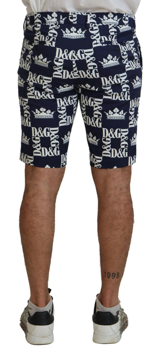 Shorts chinos de algodón con estampado de logo azul