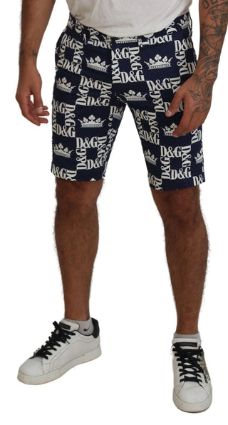 Shorts chinos de algodón con estampado de logo azul