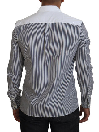 Grau-weiß gestreiftes Slim-Fit-Hemd