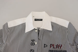 Grau-weiß gestreiftes Slim-Fit-Hemd