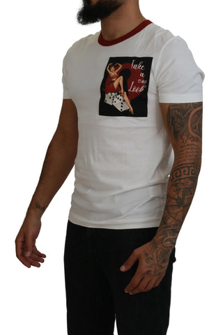 Baumwoll-T-Shirt mit Rundhalsausschnitt und Logo-Print in Weiß