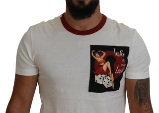 Baumwoll-T-Shirt mit Rundhalsausschnitt und Logo-Print in Weiß