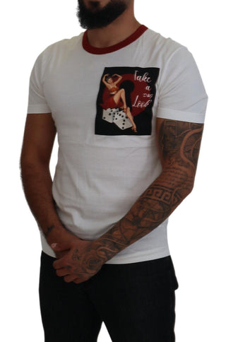 Baumwoll-T-Shirt mit Rundhalsausschnitt und Logo-Print in Weiß