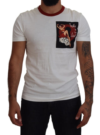 Baumwoll-T-Shirt mit Rundhalsausschnitt und Logo-Print in Weiß