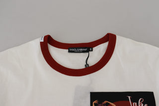 Baumwoll-T-Shirt mit Rundhalsausschnitt und Logo-Print in Weiß