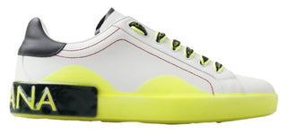 Weiße gelbe Portofino Leder-Sneaker Schuhe