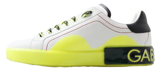 Weiße gelbe Portofino Leder-Sneaker Schuhe