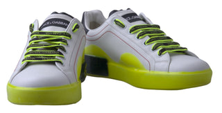 Weiße gelbe Portofino Leder-Sneaker Schuhe