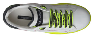 Weiße gelbe Portofino Leder-Sneaker Schuhe