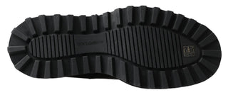 Schwarze Leder-Stretchstiefel zum Hineinschlüpfen