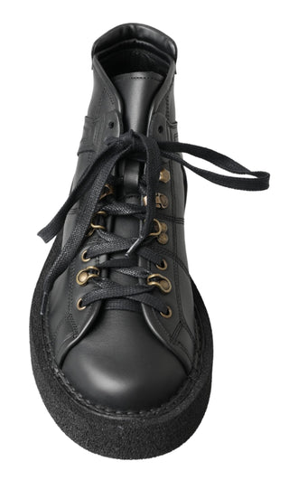 Botas negras de cuero elásticas sin cordones