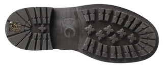 Schwarze graue Leder-Mid-Calf-Stiefel Schuhe